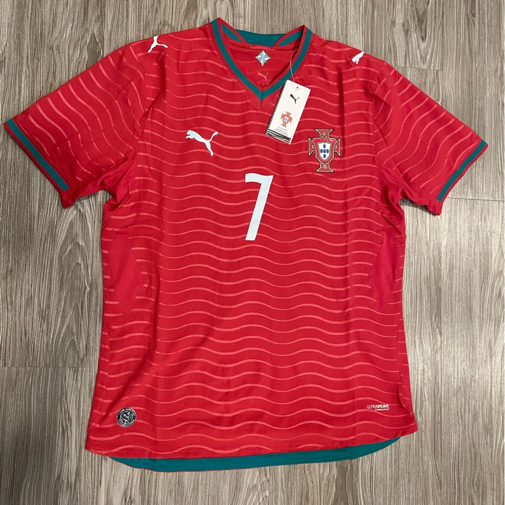 Puma Portugal Red and Green Authentic Men's Soccer Jersey - Ronaldo 7